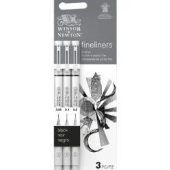 Zestaw cienkopisów kreślarskich - Winsor & Newton - Small, Black, 3 szt.
