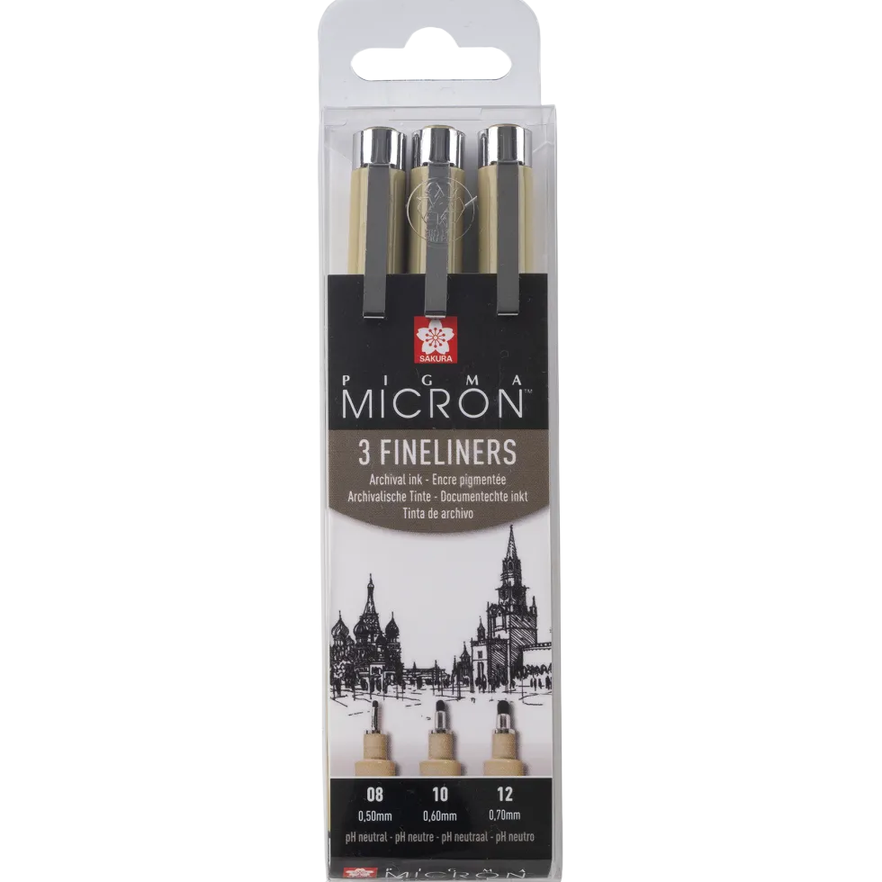 Zestaw cienkopisów Pigma Micron Black - Sakura - czarny, 3 szt.