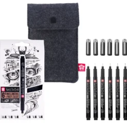 Zestaw cienkopisów Pigma Micron Black z etui - Sakura - 6 szt.