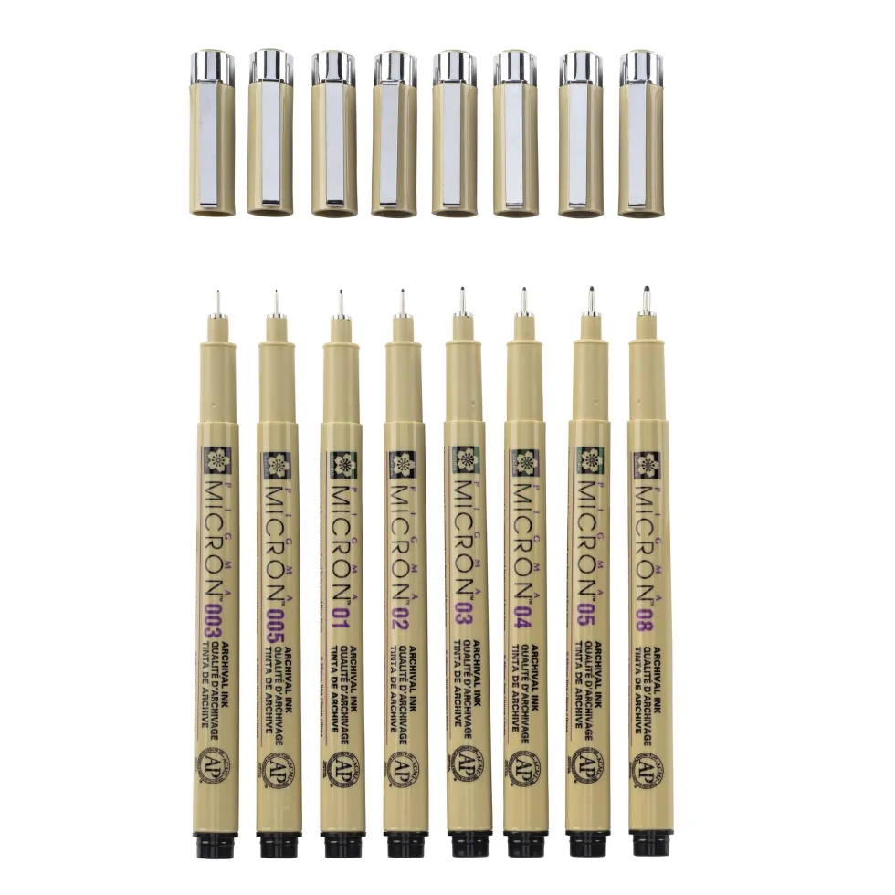 Zestaw cienkopisów Pigma Micron - Sakura - czarne, 8 szt.