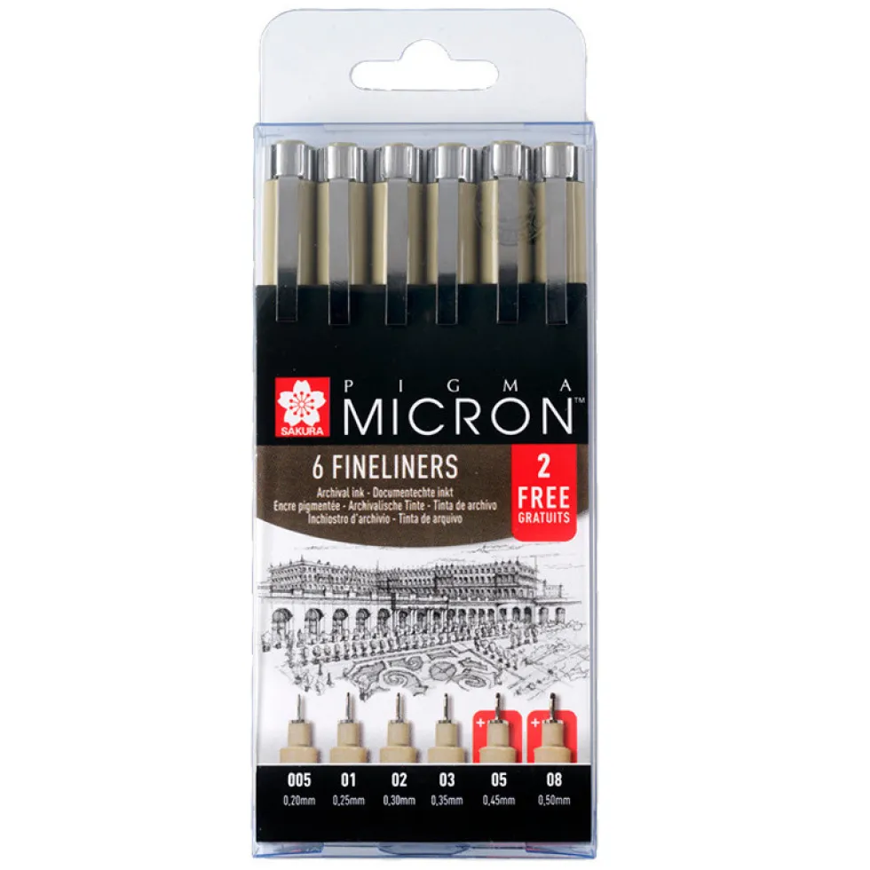 Zestaw cienkopisów Pigma Micron - Sakura - 6 szt.