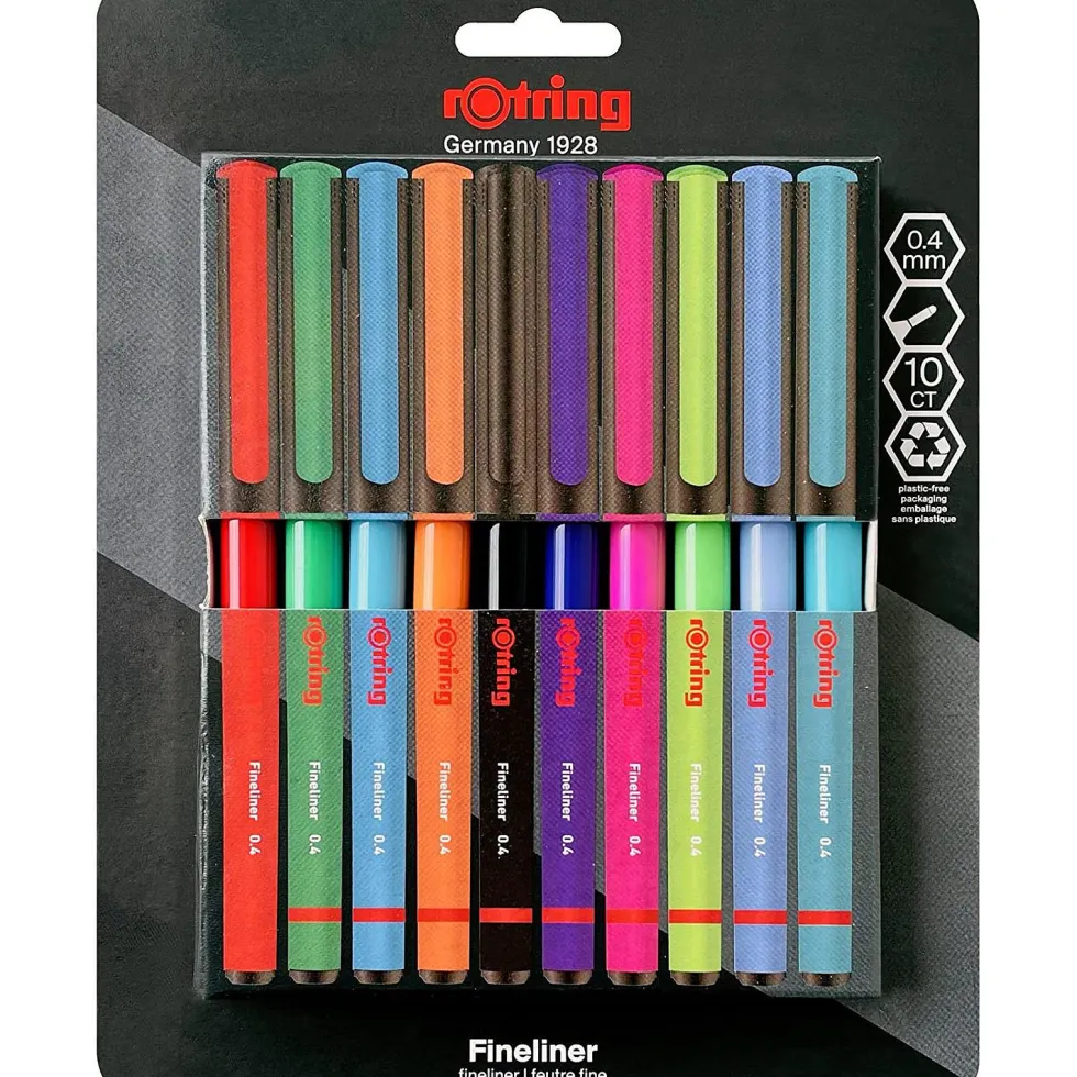 Zestaw cienkopisów - Rotring - 0,4 mm, 10 kolorów