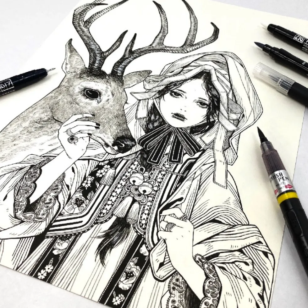 Zestaw do ilustracji Illustration Basic Set 2 Inktober 2025 - Kuretake - 5 szt.