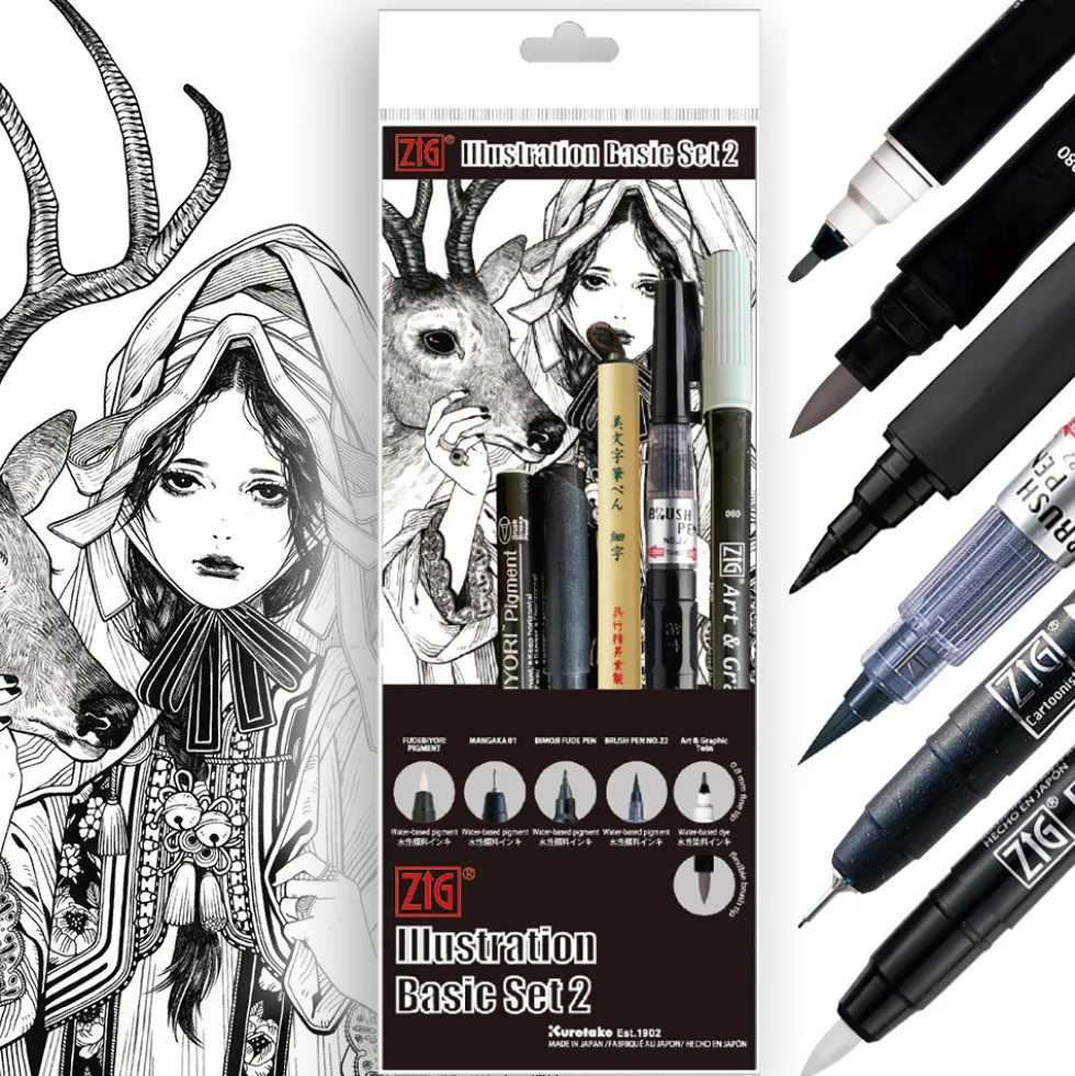 Zestaw do ilustracji Illustration Basic Set 2 Inktober 2025 - Kuretake - 5 szt.
