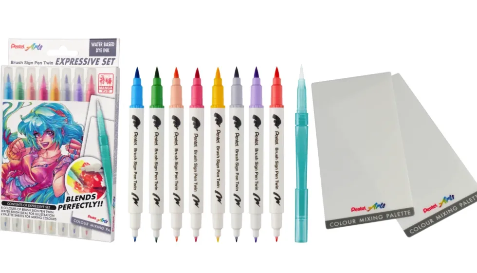 Zestaw do malowania Brush Sign Pen Twin Manga - Pentel - 8 szt.