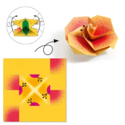 Zestaw do origami - Djeco - Tropiki neonowe, 24 szt.