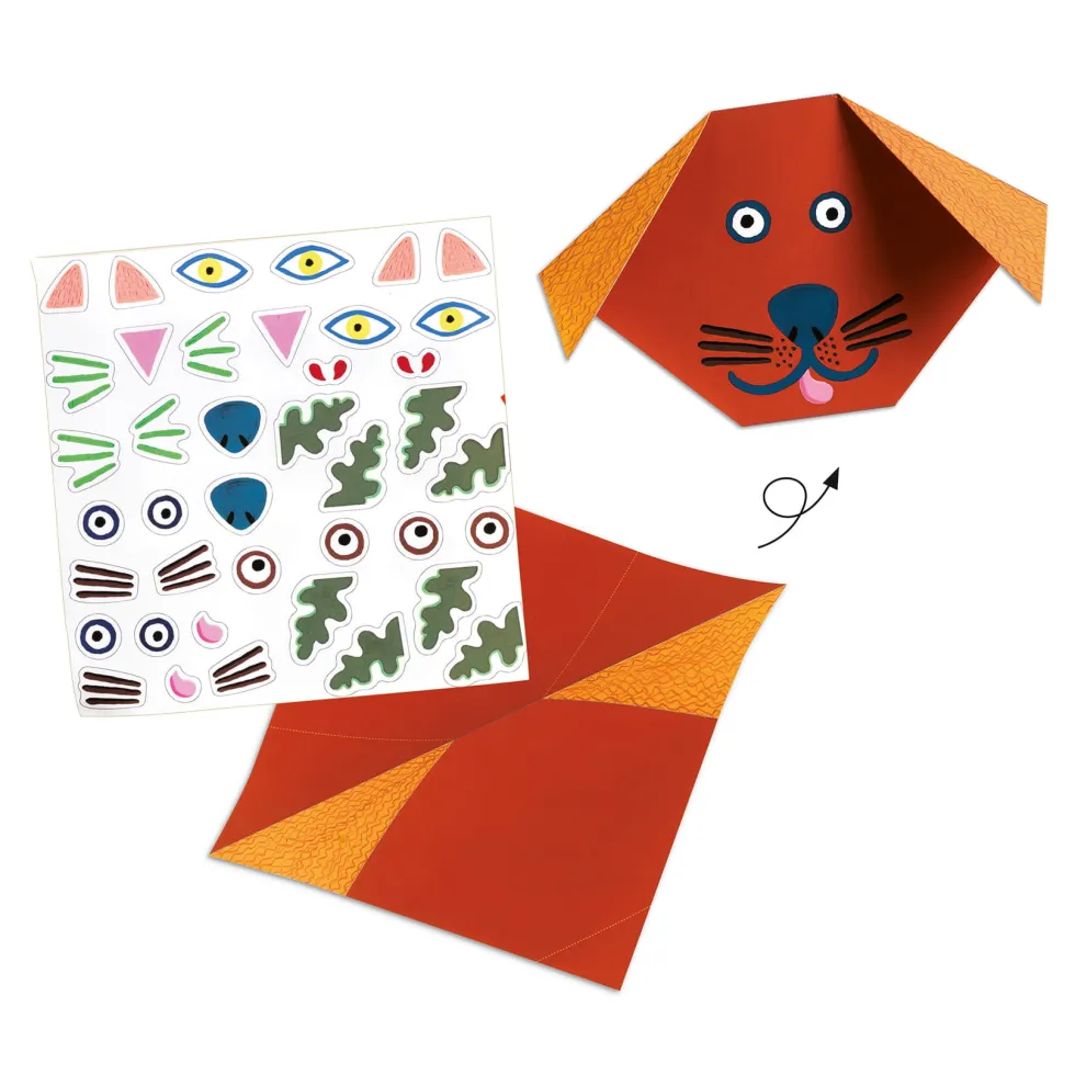 Zestaw do origami z naklejkami - Djeco - Zwierzaki