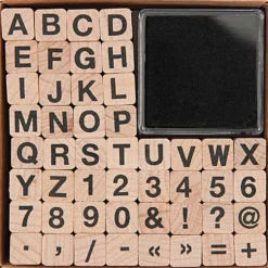 Zestaw drewnianych stempli ABC & Numbers - Paper Poetry - alfabet, 48 szt.