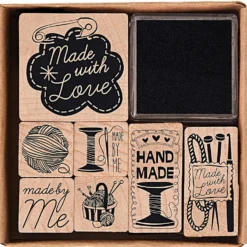 Zestaw drewnianych stempli Handmade - Paper Poetry - 7 szt.