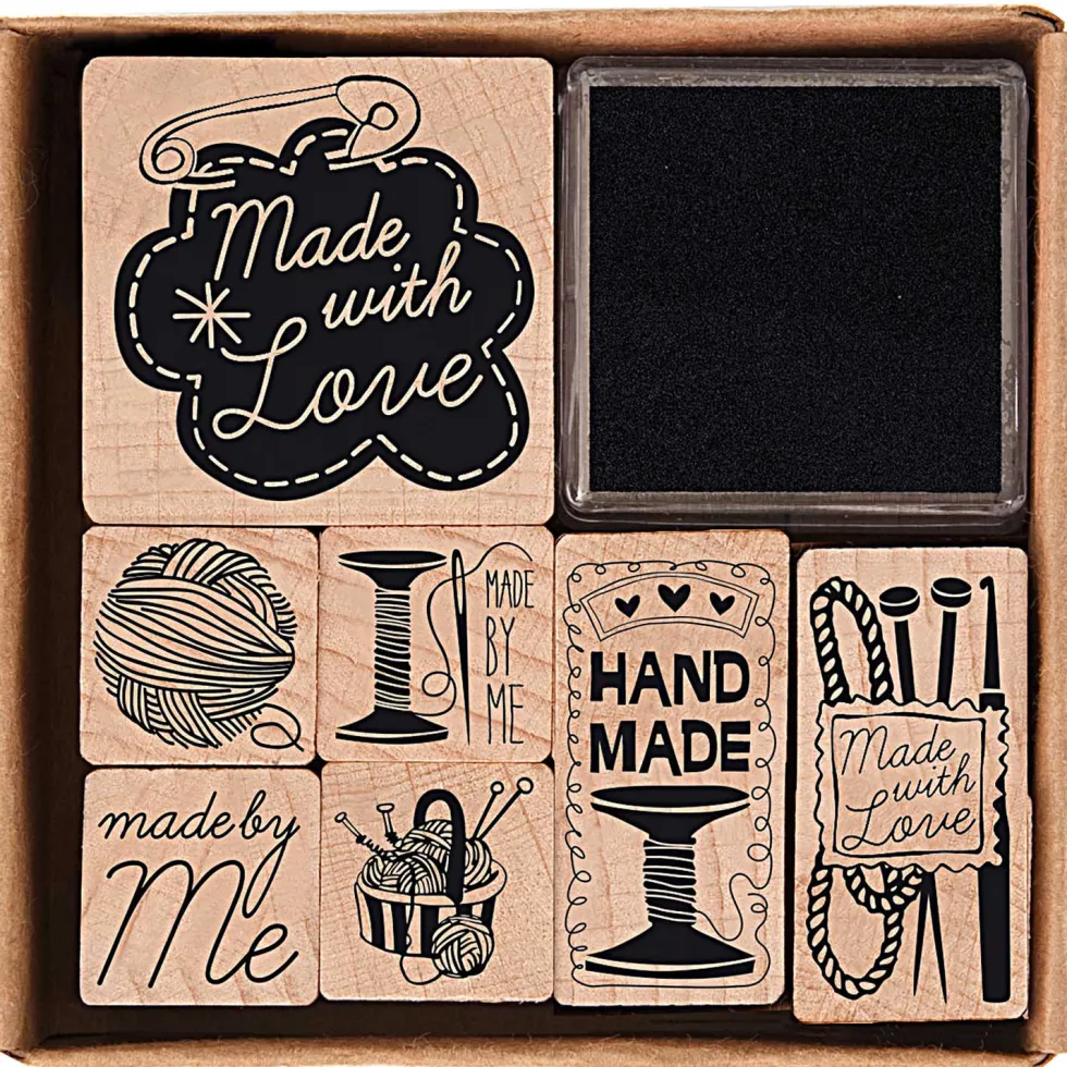 Zestaw drewnianych stempli Handmade - Paper Poetry - 7 szt.