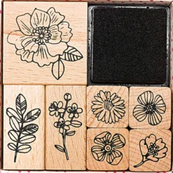 Zestaw drewnianych stempli Hygge - Paper Poetry - kwiaty, 8 szt.