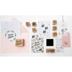 Zestaw drewnianych stempli Jolly Christmas - Paper Poetry - Lettering, 9 szt.