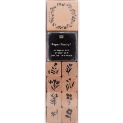 Zestaw drewnianych stempli - Paper Poetry - Flora Wreath, 9 szt.