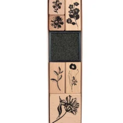 Zestaw drewnianych stempli - Paper Poetry - kwiaty, 6 szt.