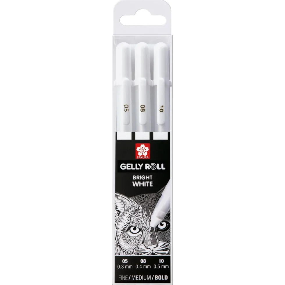 Zestaw długopisów żelowych Gelly Roll - Sakura - białe, 3 szt.