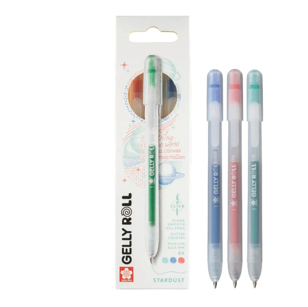 Zestaw długopisów żelowych Gelly Roll Stardust 3A - Sakura - 0,45 mm, 3 szt.