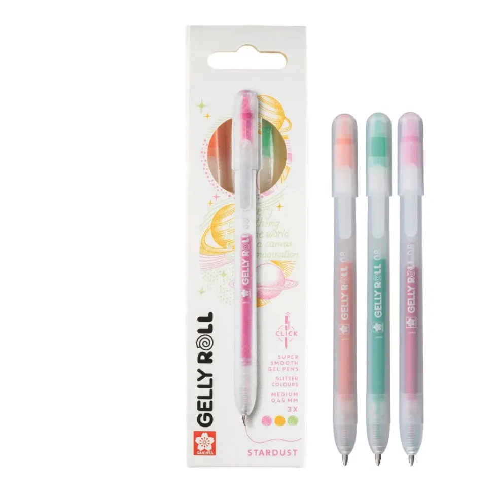 Zestaw długopisów żelowych Gelly Roll Stardust 3B - Sakura - 0,45 mm, 3 szt.