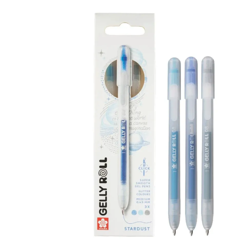 Zestaw długopisów żelowych Gelly Roll Stardust 3D - Sakura - 0,45 mm, 3 szt.