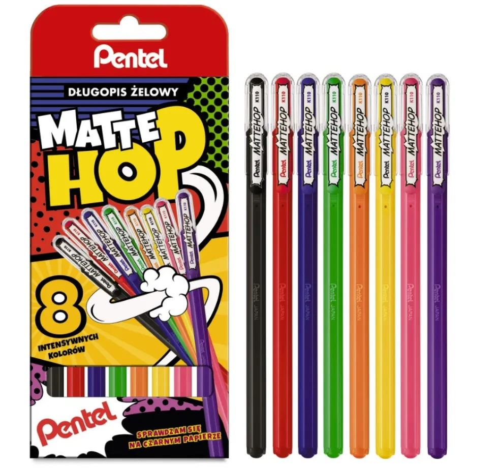 Zestaw długopisów żelowych Mattehop - Pentel - 8 kolorów