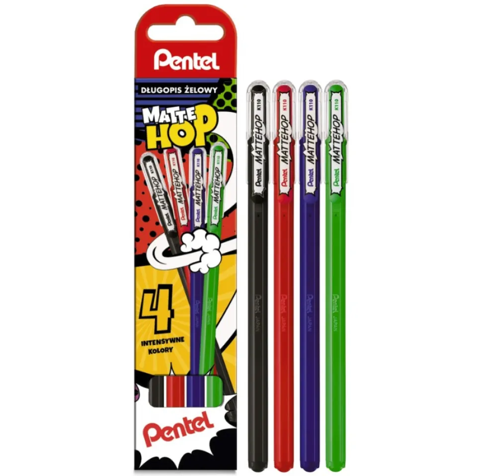 Zestaw długopisów żelowych Mattehop - Pentel - 4 kolory