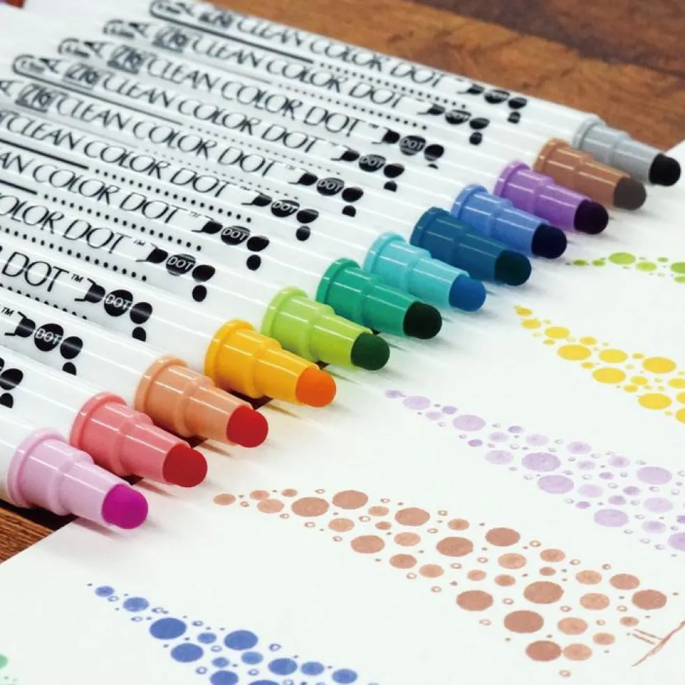 Zestaw dwustronnych pisaków Zig Clean Color Dot - Kuretake - 12 szt.