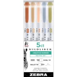 Zestaw dwustronnych zakreślaczy Mildliner Neutral - Zebra - 5 kolorów