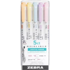 Zestaw dwustronnych zakreślaczy Mildliner Pastel - Zebra - 5 kolorów