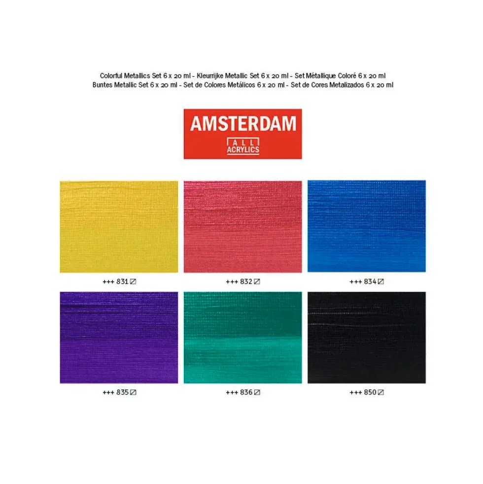 Zestaw farb akrylowych - Amsterdam - Colorful Metallics, 6 kolorów x 20 ml