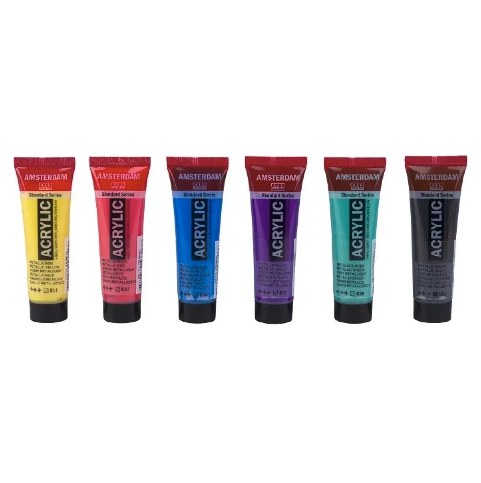 Zestaw farb akrylowych - Amsterdam - Colorful Metallics, 6 kolorów x 20 ml