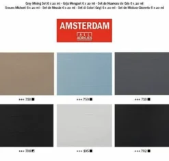 Zestaw farb akrylowych - Amsterdam - Grey Mixing, 6 kolorów x 20 ml