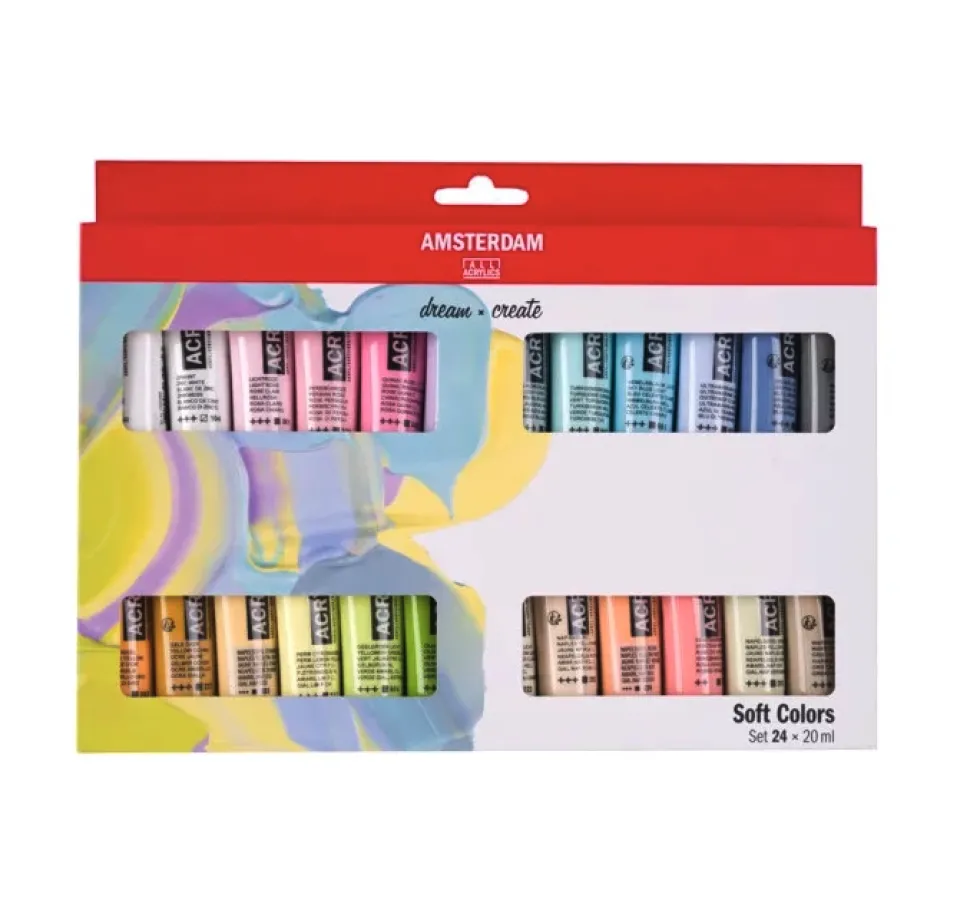 Zestaw farb akrylowych - Amsterdam - Soft Colors, 24 kolory x 20 ml