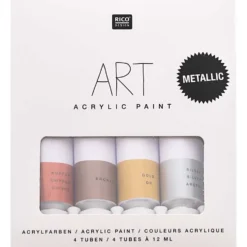 Zestaw farb akrylowych ART Metallic - Rico Design - 4 x 12 ml