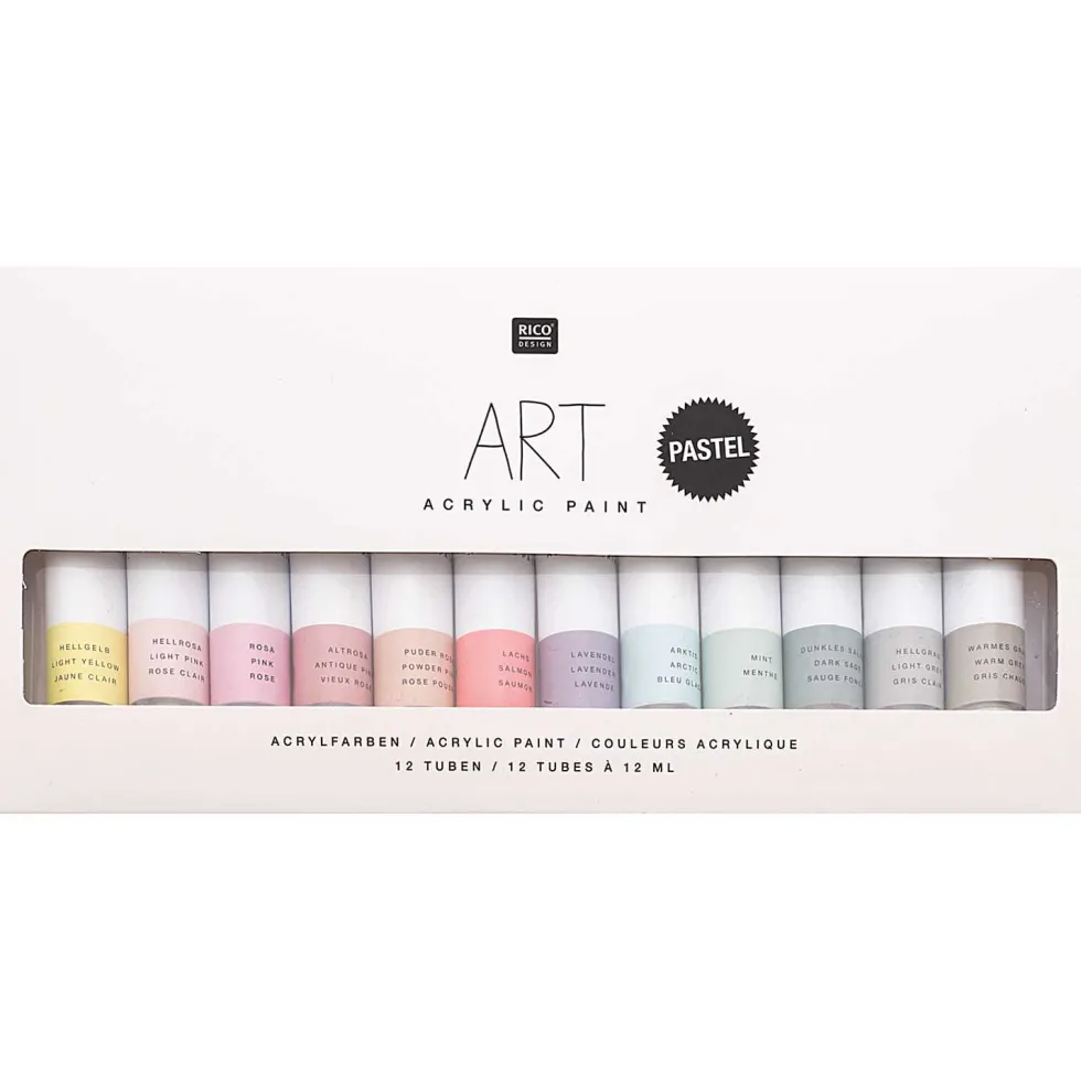 Zestaw farb akrylowych ART Pastel - Rico Design - 12 kolorów x 12 ml