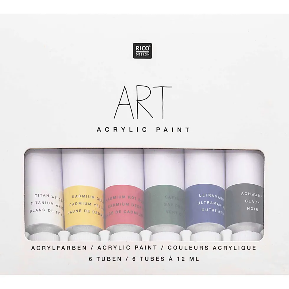 Zestaw farb akrylowych ART - Rico Design - 6 kolorów x 12 ml