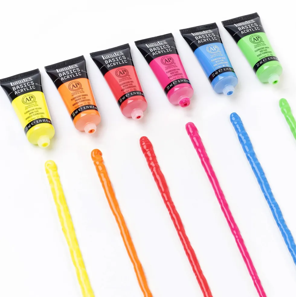 Zestaw farb akrylowych Basics Acrylic Fluorescents - Liquitex - 6 kolorów x 22 ml