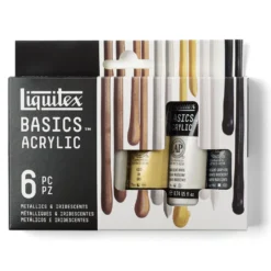 Zestaw farb akrylowych Basics Acrylic Metallics & Iridescents - Liquitex - 6 kolorów x 22 ml