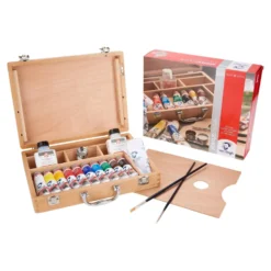 Zestaw farb akrylowych Basic z akcesoriami w drewnianym kuferku - Van Gogh