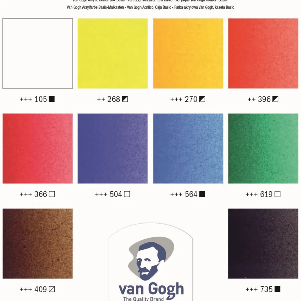 Zestaw farb akrylowych Basic z akcesoriami w drewnianym kuferku - Van Gogh