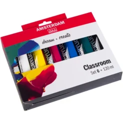 Zestaw farb akrylowych, Classroom - Amsterdam - 6 kolorów x 120 ml