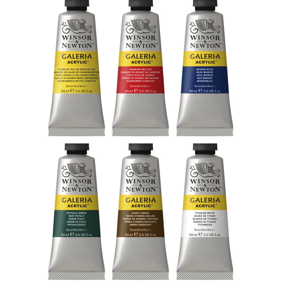 Zestaw farb akrylowych Galeria - Winsor & Newton - 6 kolorów x 60 ml