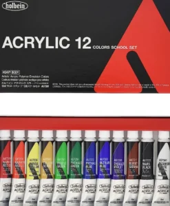 Zestaw farb akrylowych Heavy Body Acrylic, School Set - Holbein - 12 kolorów x 12 ml