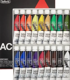 Zestaw farb akrylowych Heavy Body Acrylic, School Set - Holbein - 18 kolorów x 12 ml