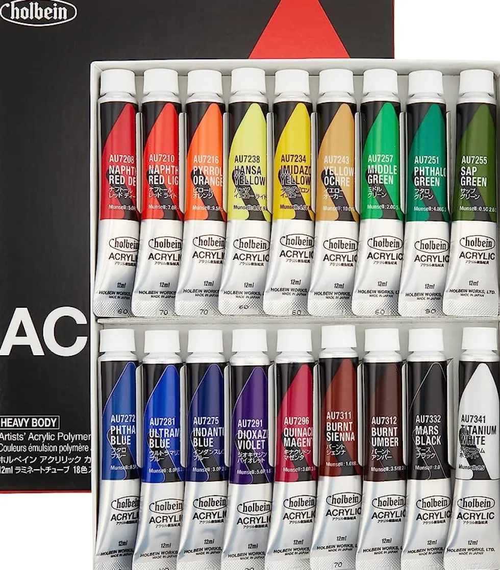 Zestaw farb akrylowych Heavy Body Acrylic, School Set - Holbein - 18 kolorów x 12 ml