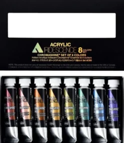 Zestaw farb akrylowych Iridescence Acrylic - Holbein - Chromashine, 8 kolorów x 5 ml