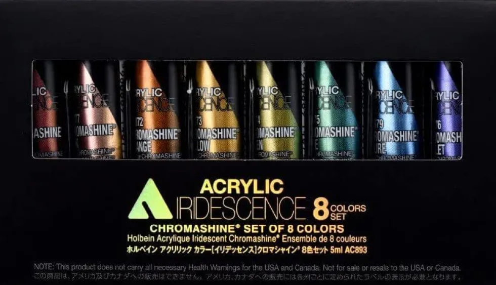 Zestaw farb akrylowych Iridescence Acrylic - Holbein - Chromashine, 8 kolorów x 5 ml