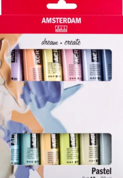 Zestaw farb akrylowych Pastel - Amsterdam - 12 x 20 ml