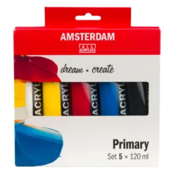 Zestaw farb akrylowych, Primary - Amsterdam - 5 kolorów x 120 ml