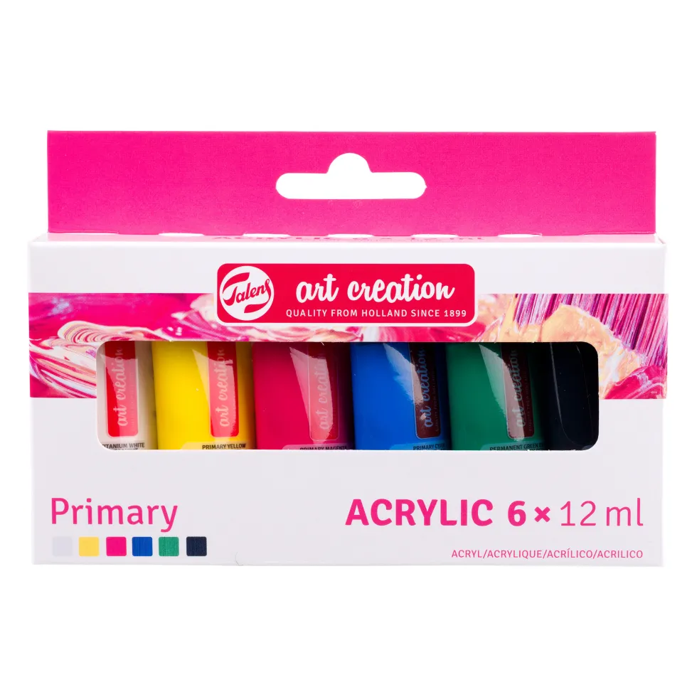 Zestaw farb akrylowych, Primary - Talens Art Creation - 6 kolorów x 12 ml