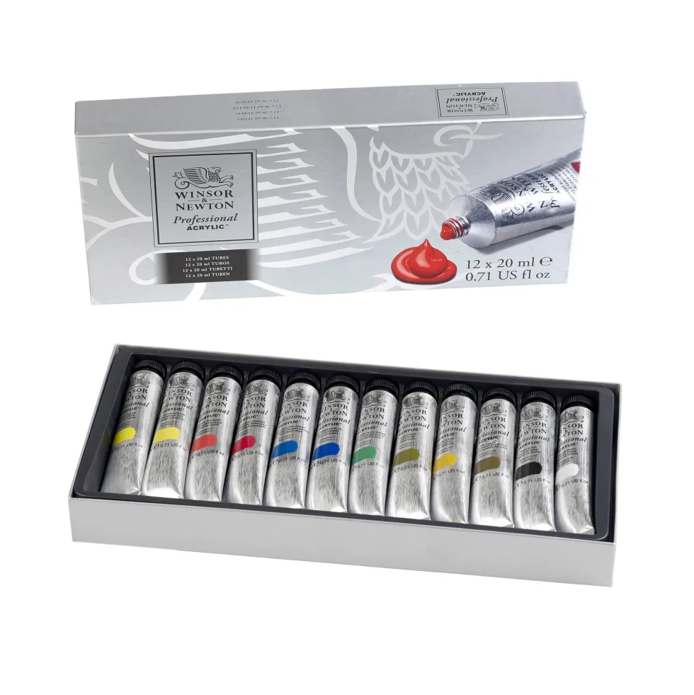 Zestaw farb akrylowych Professional - Winsor & Newton - 12 kolorów x 20 ml