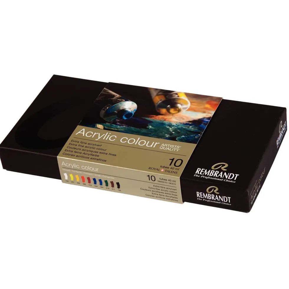 Zestaw farb akrylowych - Rembrandt - 10 kolorów x 40 ml